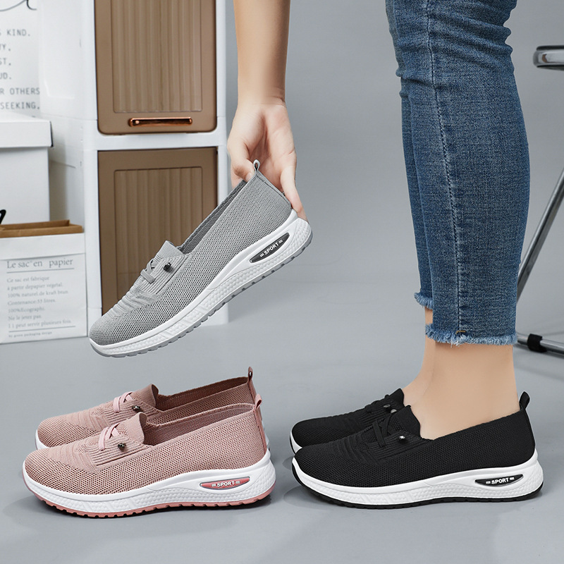 Giày lười nữ dệt kim cao cấp thông thoáng khí